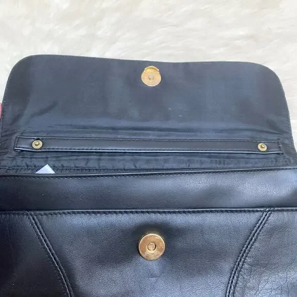 CABIN CREEK Soft Black Leather Vintage Flap Clutch Purse - Picture 9 of 15